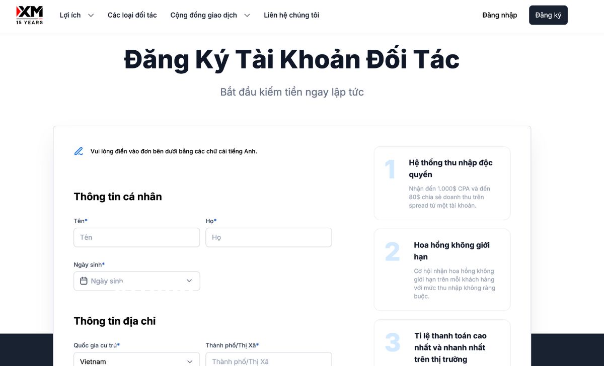 Hướng dẫn đăng ký tài khoản XM Partner